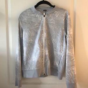 Palm tree pattern full zip work out jacket